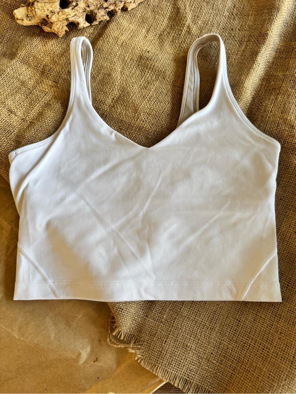 lululemon athletica White V-Neck Cropped Camisole